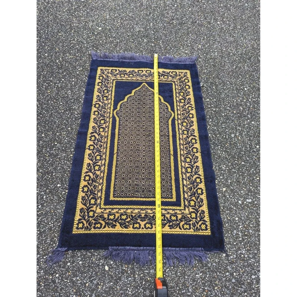 Vintage SBN Prayer Rug Cutworks International Pakistan Handmade Wool Cobalt RARE